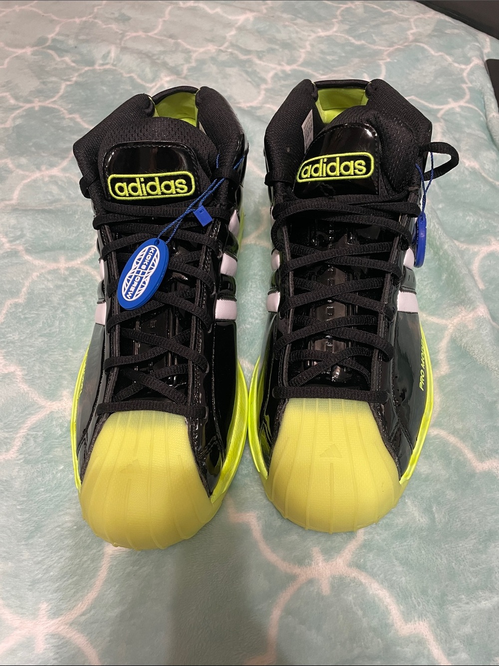 adidas Kids Black & Neon Yellow High-Top Sneakers